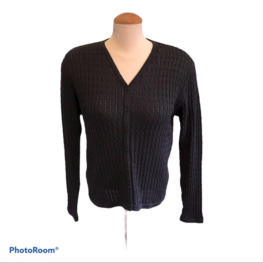 Fairway Outfitters Black Cable-Knit Cardigan